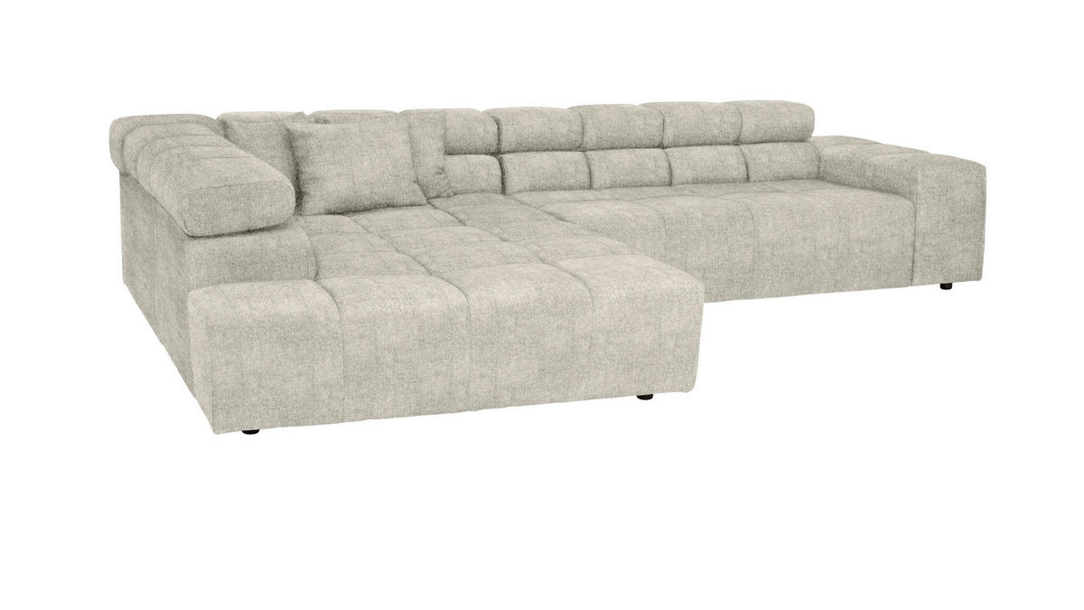 ECKSOFA in Velours Creme  - Creme/Schwarz, Design, Kunststoff/Textil (213/317cm) - Hom`in