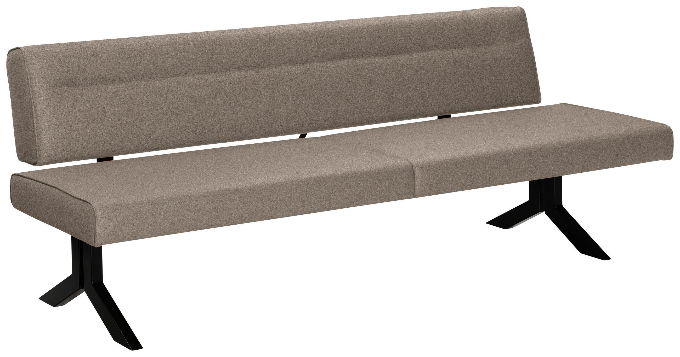 SITZBANK 220/87/70-86 cm Samt Hellbraun, Cappuccino  - Hellbraun/Schwarz, KONVENTIONELL, Textil/Metall (220/87/70-86cm) - Moderano