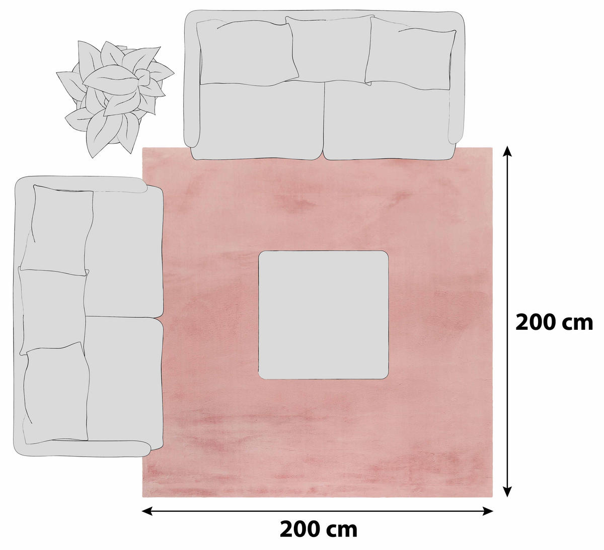 HOCHFLORTEPPICH 200/200 cm Alice Rosa  - Rosa, KONVENTIONELL, Textil (200/200cm) - Esprit