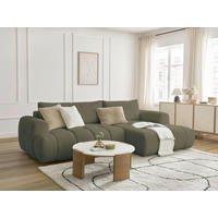 ECKSCHLAFSOFA FUJI Bouclé Grün  inkl.  - Schwarz/Grün, MODERN, Kunststoff/Textil (292/160cm)