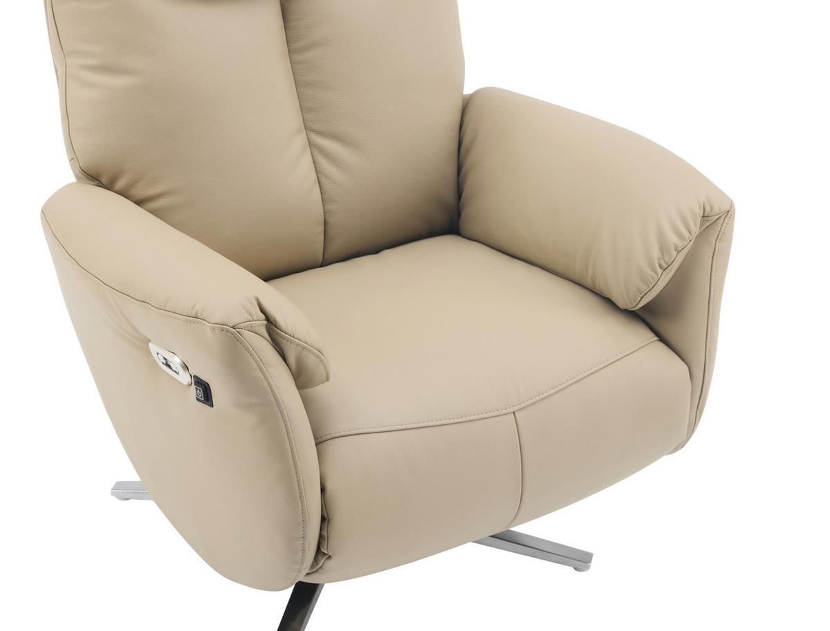 MASSAGESESSEL Echtleder Lederlook Taupe    - Taupe/Chromfarben, Design, Leder/Textil (79/110/85cm) - Livetastic