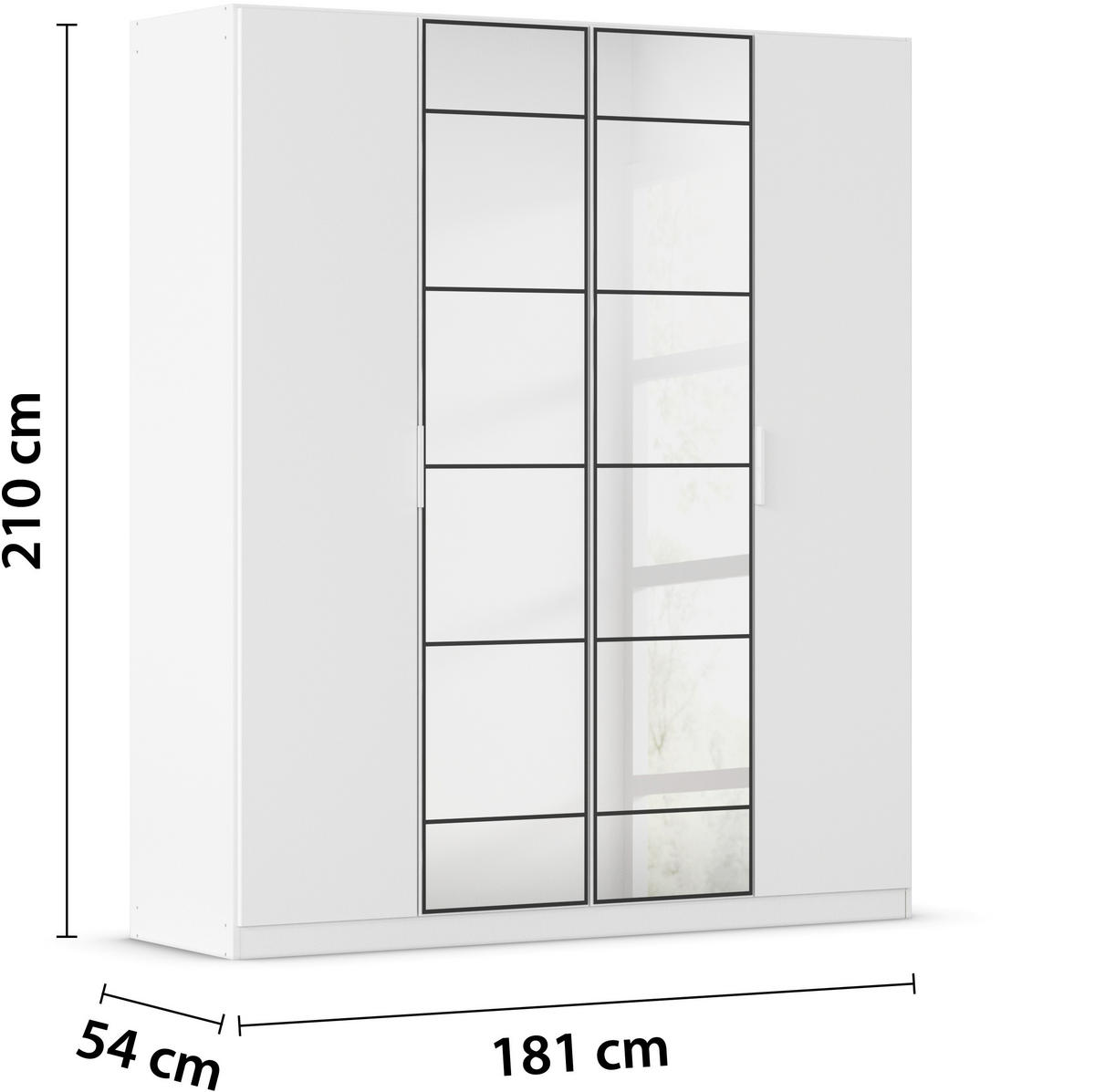 DREHTÜRENSCHRANK in Weiss, Schwarz  - Weiss/Schwarz, Design, Glas/Holzwerkstoff (181/210/54cm) - Boxxx