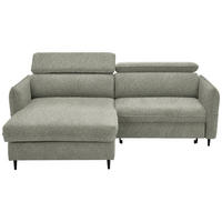 ECKSOFA inkl. Funktionen Grün, Hellgrau Struktur  - Hellgrau/Schwarz, Design, Holz/Textil (185/232cm) - Stylife