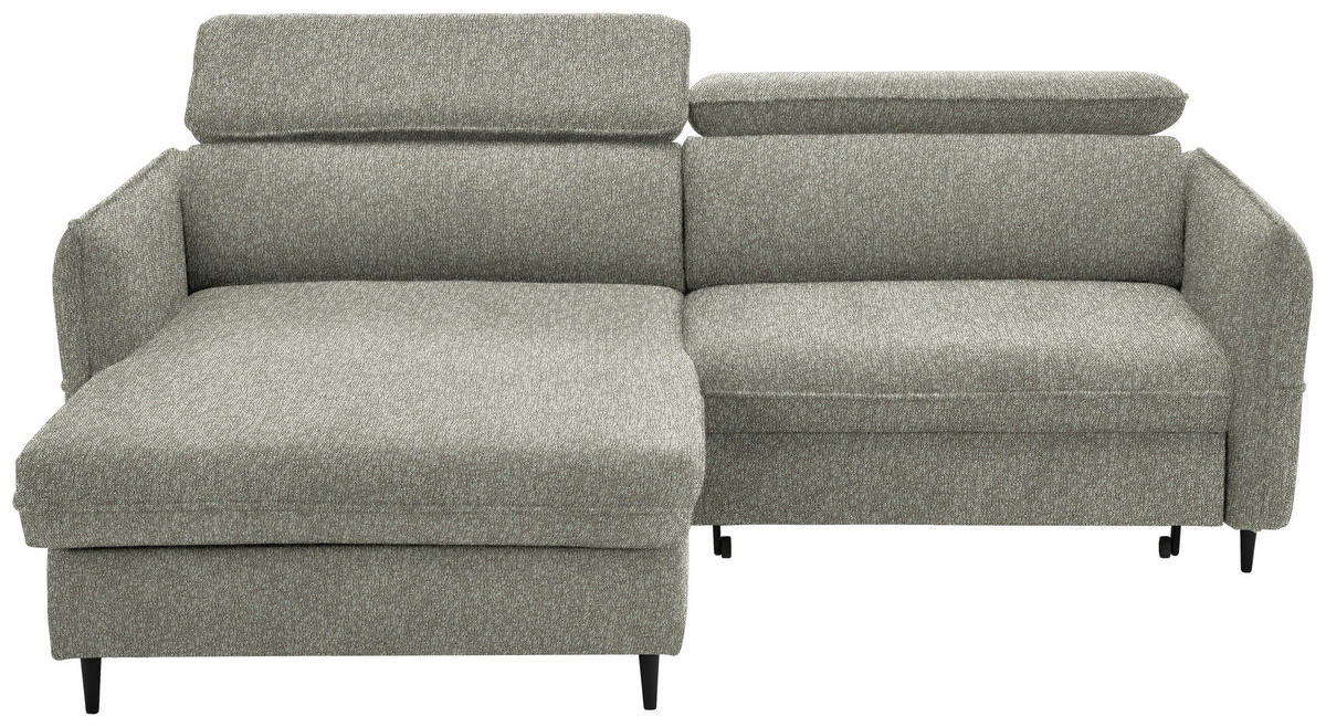 ECKSOFA inkl. Funktionen Grün, Hellgrau Struktur  - Hellgrau/Schwarz, Design, Holz/Textil (185/232cm) - Stylife