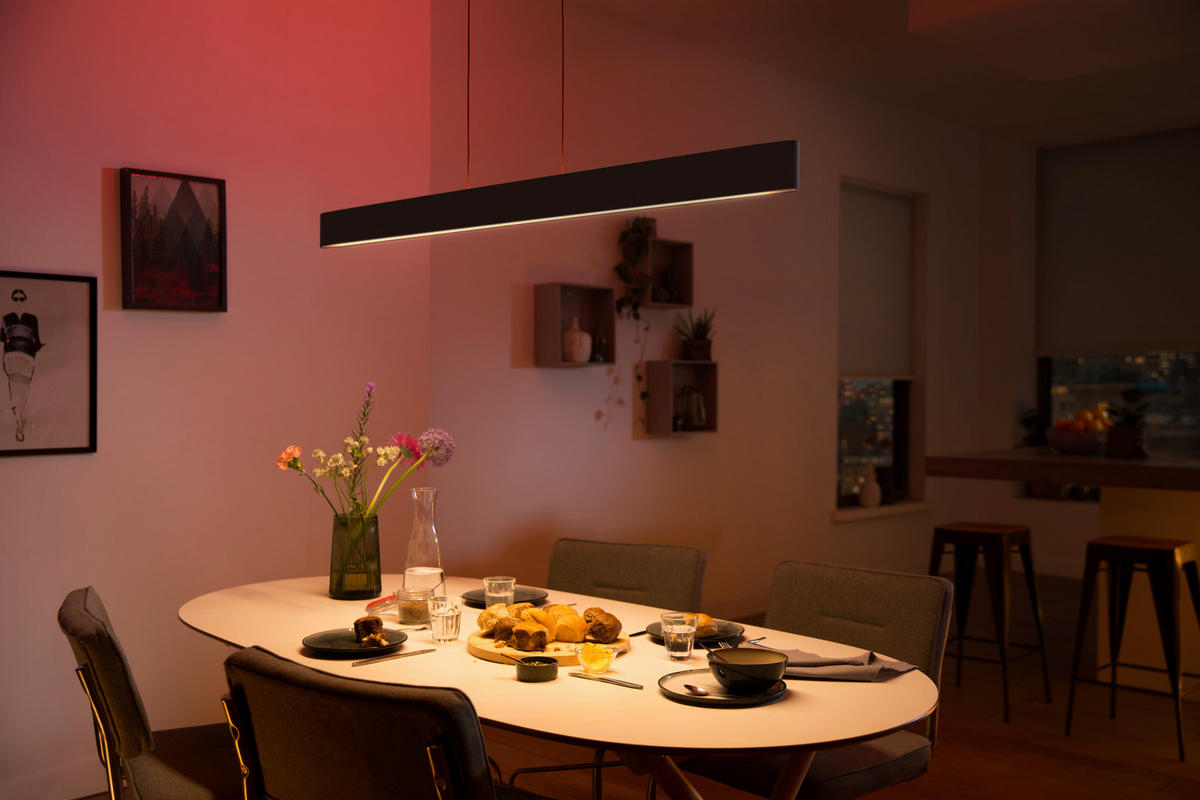 LED-HÄNGELEUCHTE Ensis Hue White & Color 9/4/129,8 cm  - Schwarz, Design, Kunststoff/Metall (9/4/129,8cm) - Philips HUE