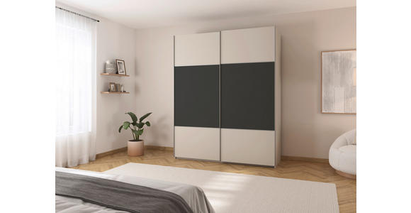 SCHWEBETÜRENSCHRANK 181/223/68 cm 2-türig Graphitfarben, Champagner  - Champagner/Alufarben, KONVENTIONELL, Holzwerkstoff/Metall (181/223/68cm) - Novel