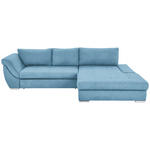 ECKSOFA in Flachgewebe Blau  306/174 cm  - Blau/Silberfarben, Design, Textil/Metall (306/174cm) - Carryhome