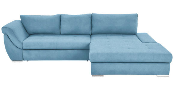 ECKSOFA  in Flachgewebe Blau  306/174 cm  - Blau/Silberfarben, Design, Textil/Metall (306/174cm) - Carryhome