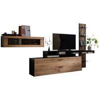 WOHNWAND  in Anthrazit, Eichefarben  393/206/49 cm  - Eichefarben/Anthrazit, KONVENTIONELL, Glas/Holz (393/206/49cm) - Schöner Wohnen