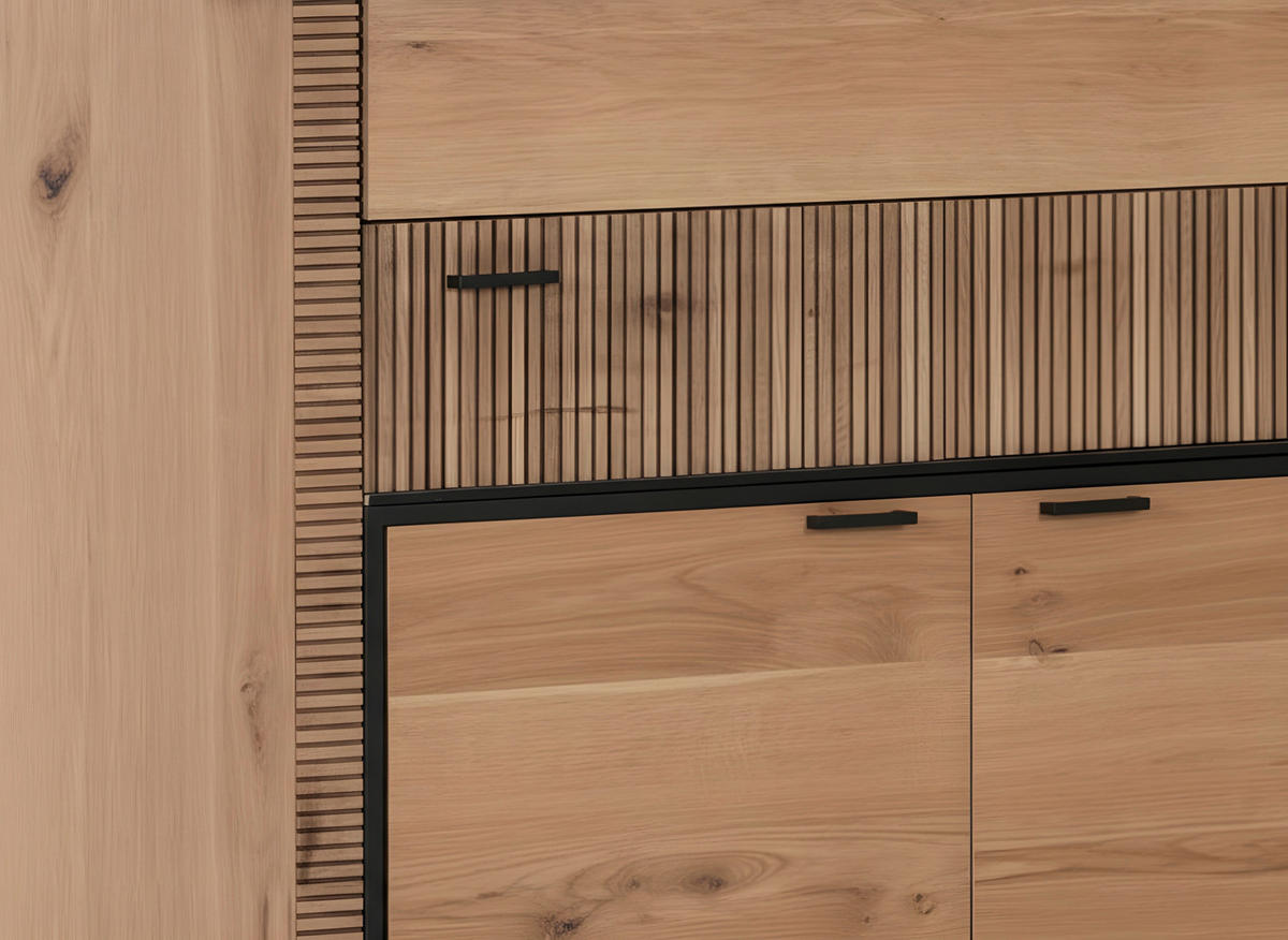 SIDEBOARD  140/90/42 cm 2 Schublade(n)  - Eichefarben/Schwarz, LIFESTYLE, Holzwerkstoff/Metall (140/90/42cm) - Novel
