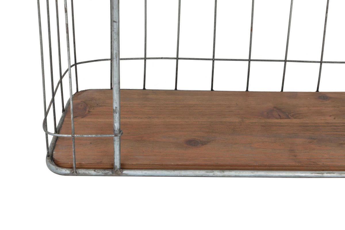 NÁSTĚNNÝ REGÁL, 63/66/21 cm - barvy stříbra/přírodní barvy, Lifestyle, kov/dřevo (63/66/21cm) - Livetastic