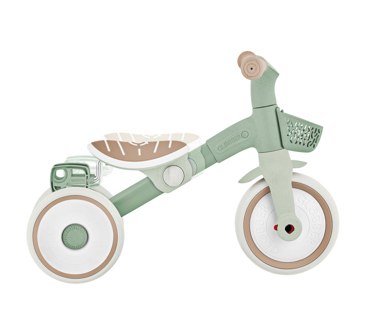 DREIRAD LEARNING TRIKE 2in1 PLUS ECO  - Salbeigrün, Basics, Kunststoff (58.9/41.0/42.7cm) - GLOBBER