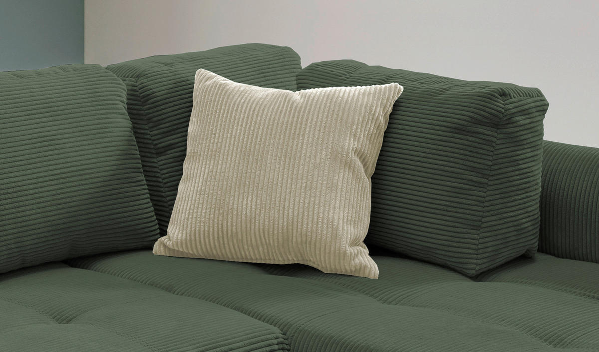 ECKSOFA Grün Cord  - Beige/Schwarz, Design, Holz/Textil (250/190cm) - MID.YOU