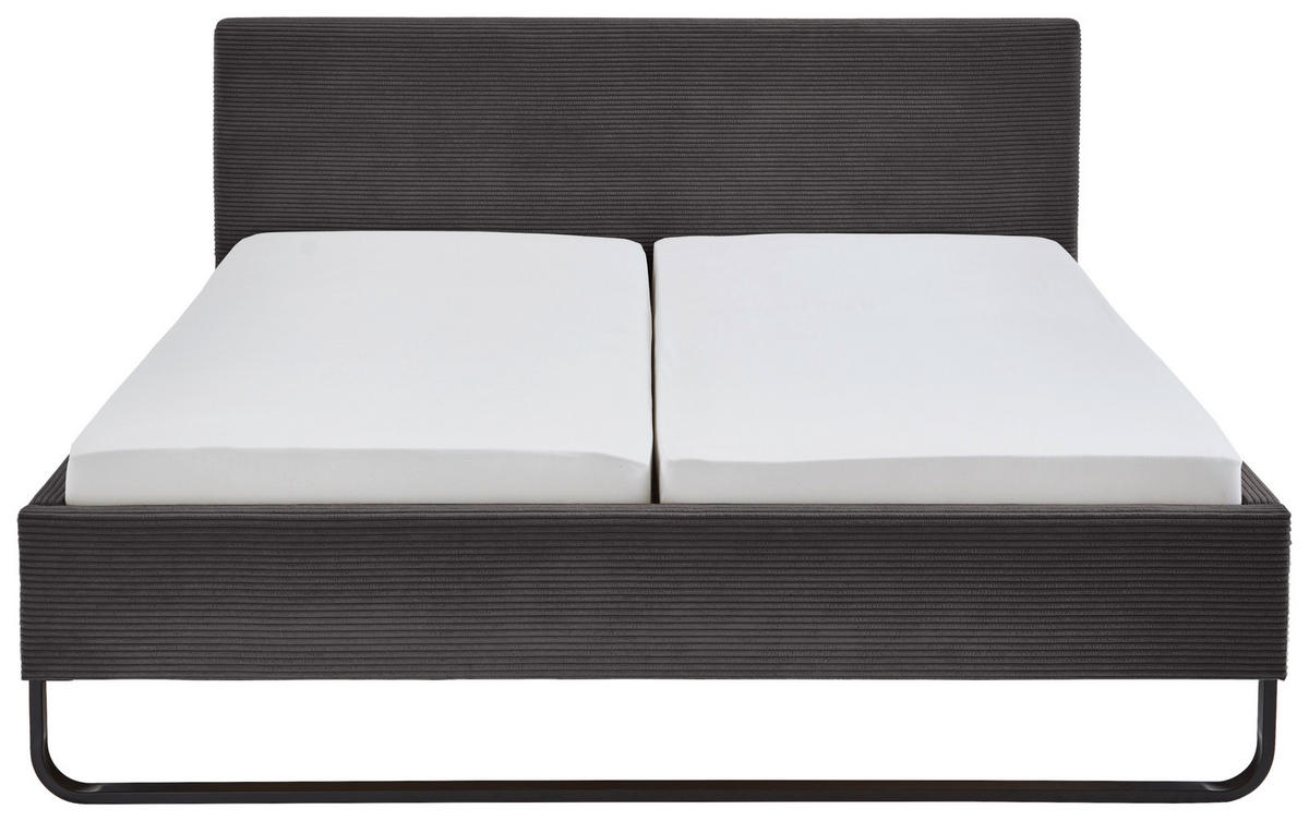 POLSTERBETT 180/200 cm  in Grau  - Schwarz/Grau, Basics, Textil/Metall (180/200cm) - Xora