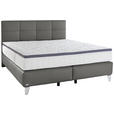 BOXSPRINGBETT 200/200 cm  in Anthrazit  - Chromfarben/Anthrazit, KONVENTIONELL, Leder/Textil (200/200cm) - Novel