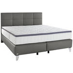 BOXSPRINGBETT 160/200 cm  in Anthrazit  - Chromfarben/Anthrazit, KONVENTIONELL, Leder/Textil (160/200cm) - Novel