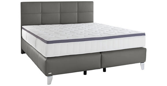 BOXSPRINGBETT 200/200 cm  in Anthrazit  - Chromfarben/Anthrazit, KONVENTIONELL, Leder/Textil (200/200cm) - Novel