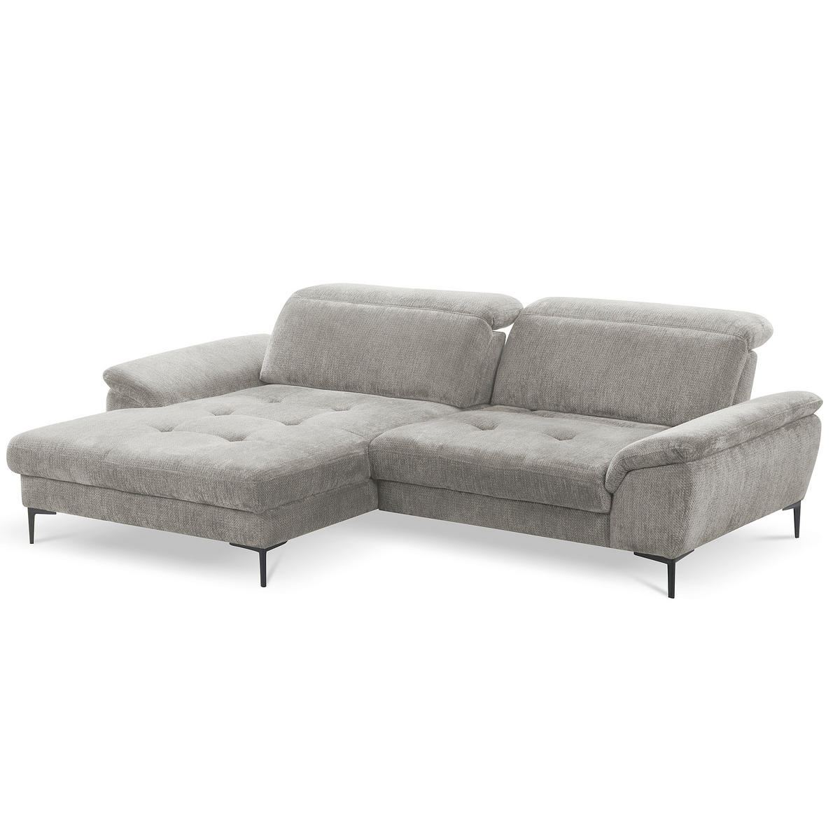 ECKSOFA  Webstoff Greige  - Greige/Schwarz, Design, Textil/Metall (195/268cm) - Livetastic