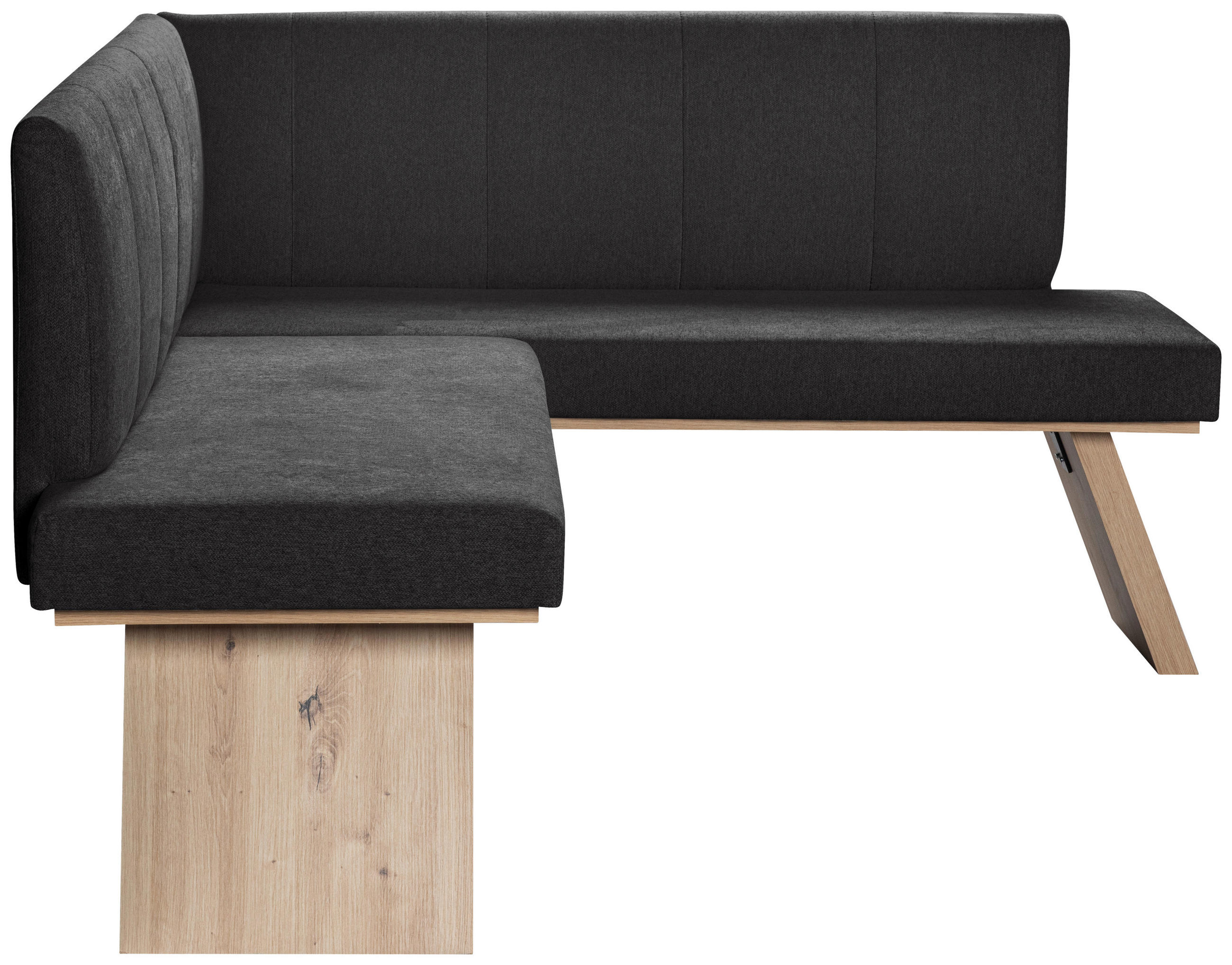 ECKBANK 150/185 cm Webstoff Schwarz   - Eichefarben/Schwarz, KONVENTIONELL, Textil (150/185cm)