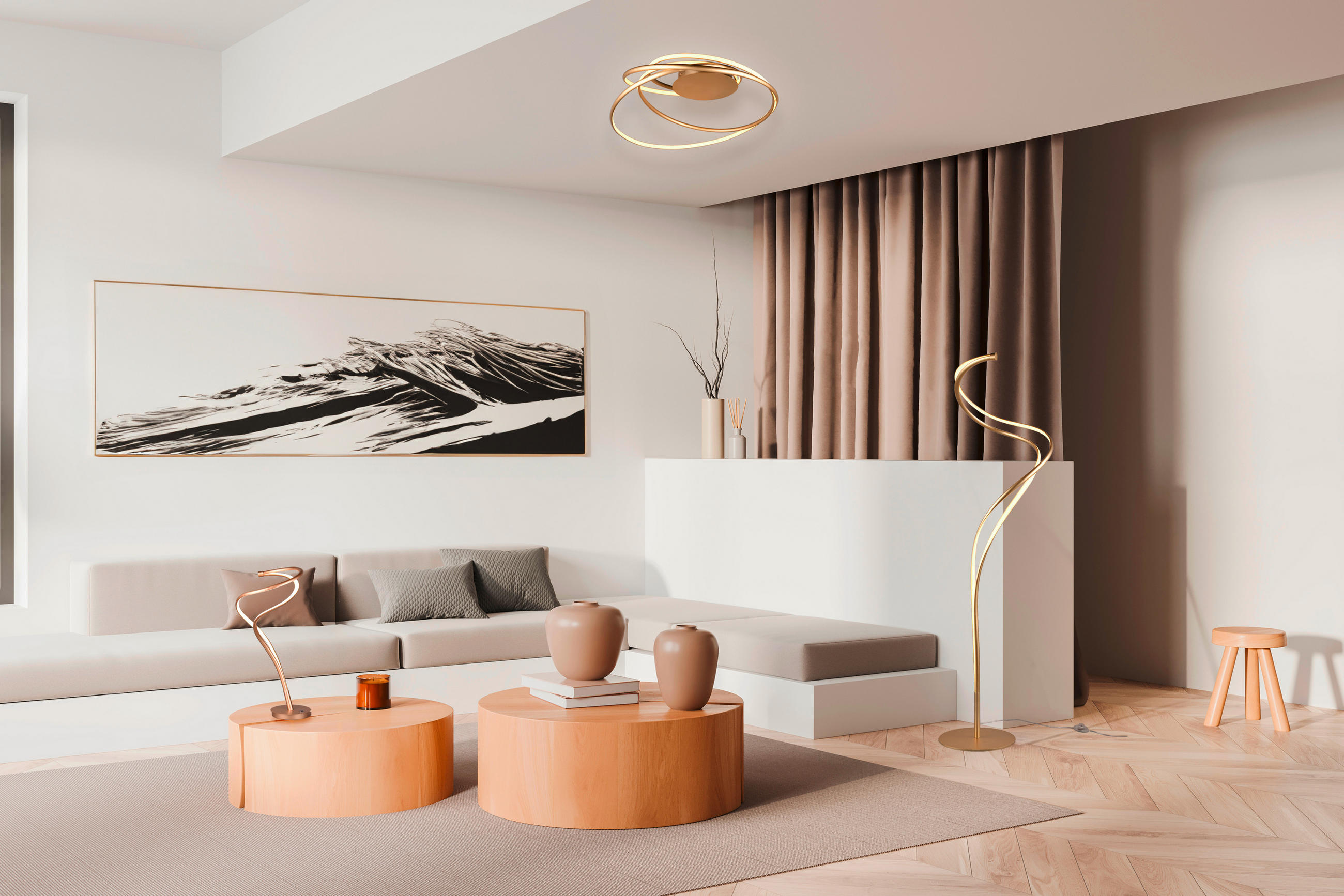LED-DECKENLEUCHTE 72/35 cm - Goldfarben, Design, Metall (72/35cm) - Trio Leuchten