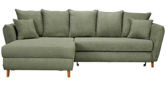 ECKSOFA in Cord Olivgrün 162/284 cm - Eichefarben/Olivgrün, KONVENTIONELL, Holz/Textil (162/284cm) - Carryhome
