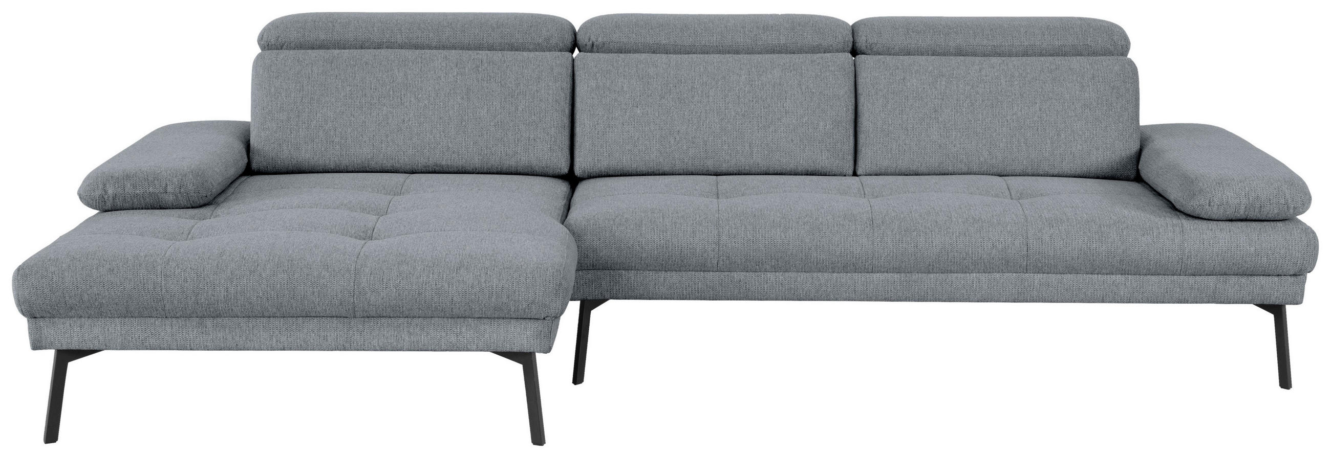 ECKSOFA Graublau Webstoff  - Graublau/Schwarz, Design, Textil/Metall (188/296cm) - Xora