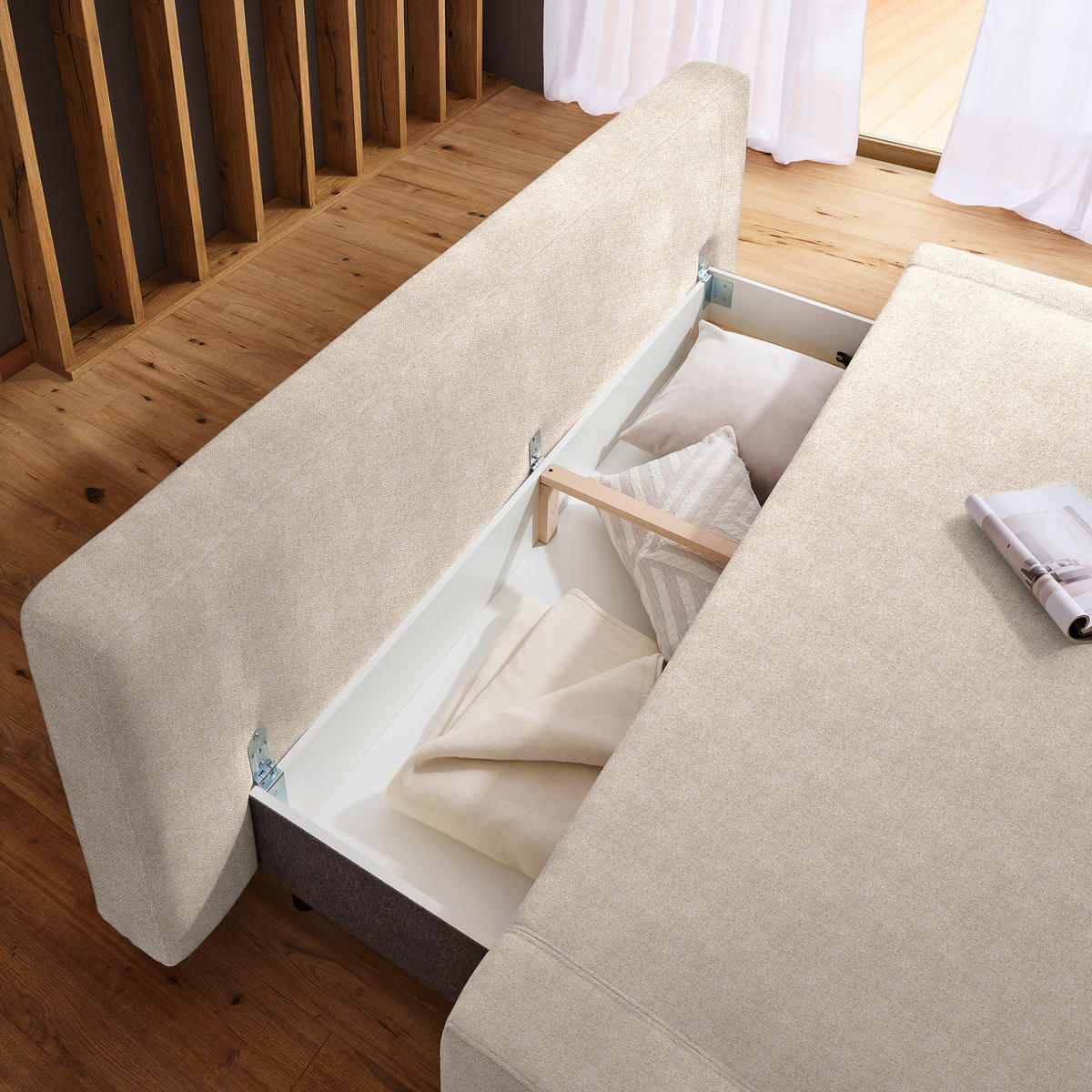 SCHLAFSOFA in Textil Beige  - Beige/Naturfarben, Design, Holz/Textil (211/88/102cm) - Niels Andersson