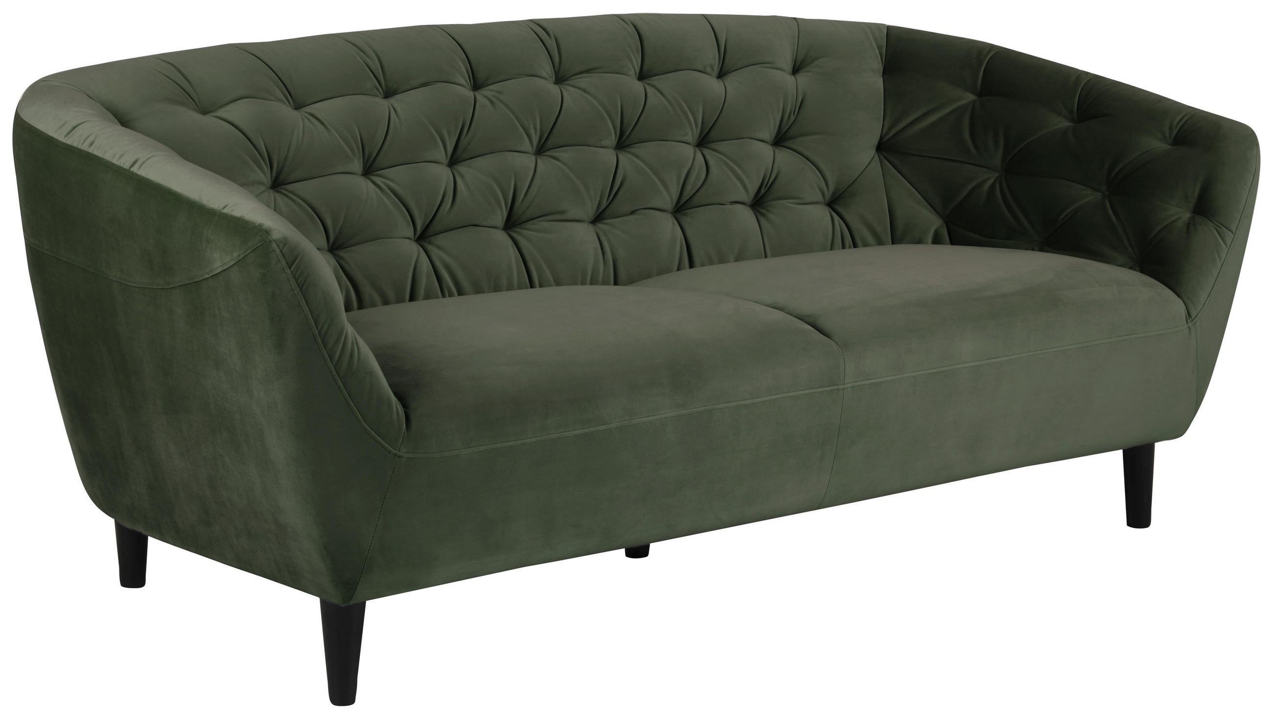 Chesterfield-Sofa in Holz, Textil Grün, Schwarz