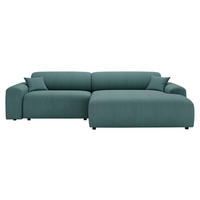 ECKSOFA Salbeigrün Velours, Feincord  - Salbeigrün/Schwarz, Design, Kunststoff/Textil (292/178cm) - home24