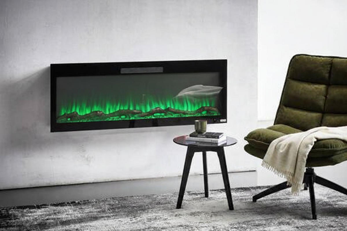 ELEKTROKAMIN - Schwarz, Design, Glas/Kunststoff (127/45,7/12,6cm) - Xora