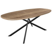 ESSTISCH Schwarz, Eiche dunkel bootsförmig  in verschiedenen Holzdekoren erhältlich  - Eiche dunkel/Schwarz, Basics, Holzwerkstoff/Metall (160/95/76cm) - Celina Home