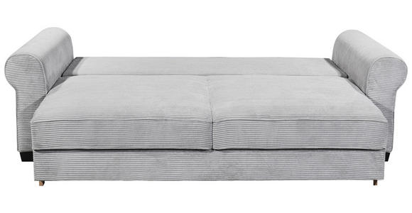 SCHLAFSOFA mit Stoffauswahl, Liegefunktion, Rücken echt Cord Hellgrau - Hellgrau/Schwarz, KONVENTIONELL, Kunststoff/Textil (247/95/125cm) - Hom`in