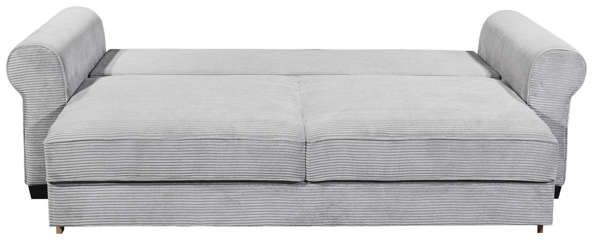 SCHLAFSOFA  mit Stoffauswahl, Liegefunktion, Rücken echt Cord Hellgrau  - Hellgrau/Schwarz, KONVENTIONELL, Kunststoff/Textil (247/95/125cm) - Hom`in