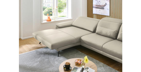 ECKSOFA in Echtleder Ecru 193/332 cm - Ecru/Schwarz, Design, Leder/Metall (193/332cm) - Dieter Knoll