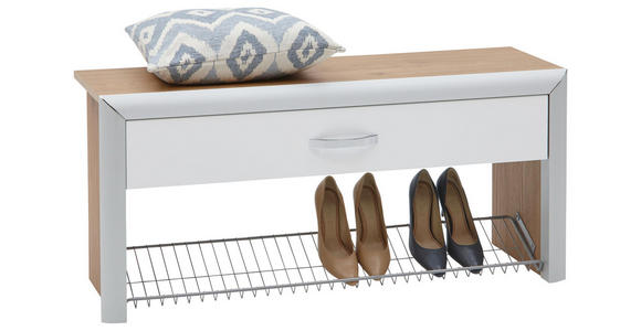 GARDEROBENBANK 109/50/35 cm - Chromfarben/Eichefarben, Design, Glas/Holzwerkstoff (109/50/35cm) - Dieter Knoll