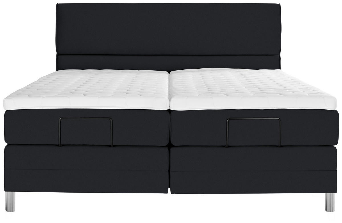 BOXSPRINGBETT 160/200 cm  in Schwarz  - Chromfarben/Schwarz, Konventionell, Kunststoff/Textil (160/200cm) - Voleo