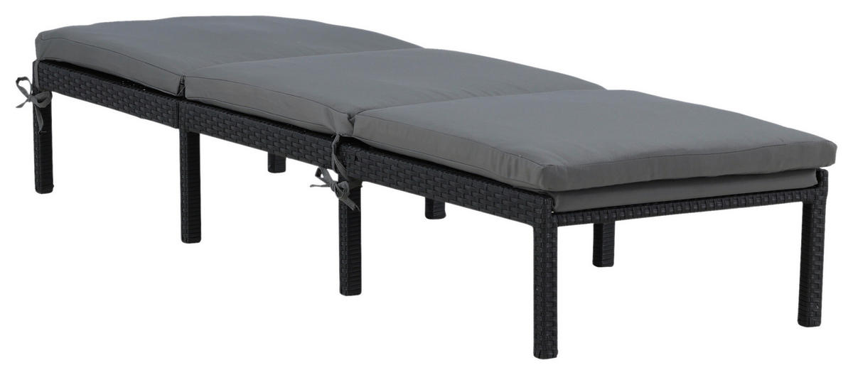 SONNENLIEGE 59/84/198 cm  - Schwarz, KONVENTIONELL, Kunststoff (59/84/198cm) - Gardenson