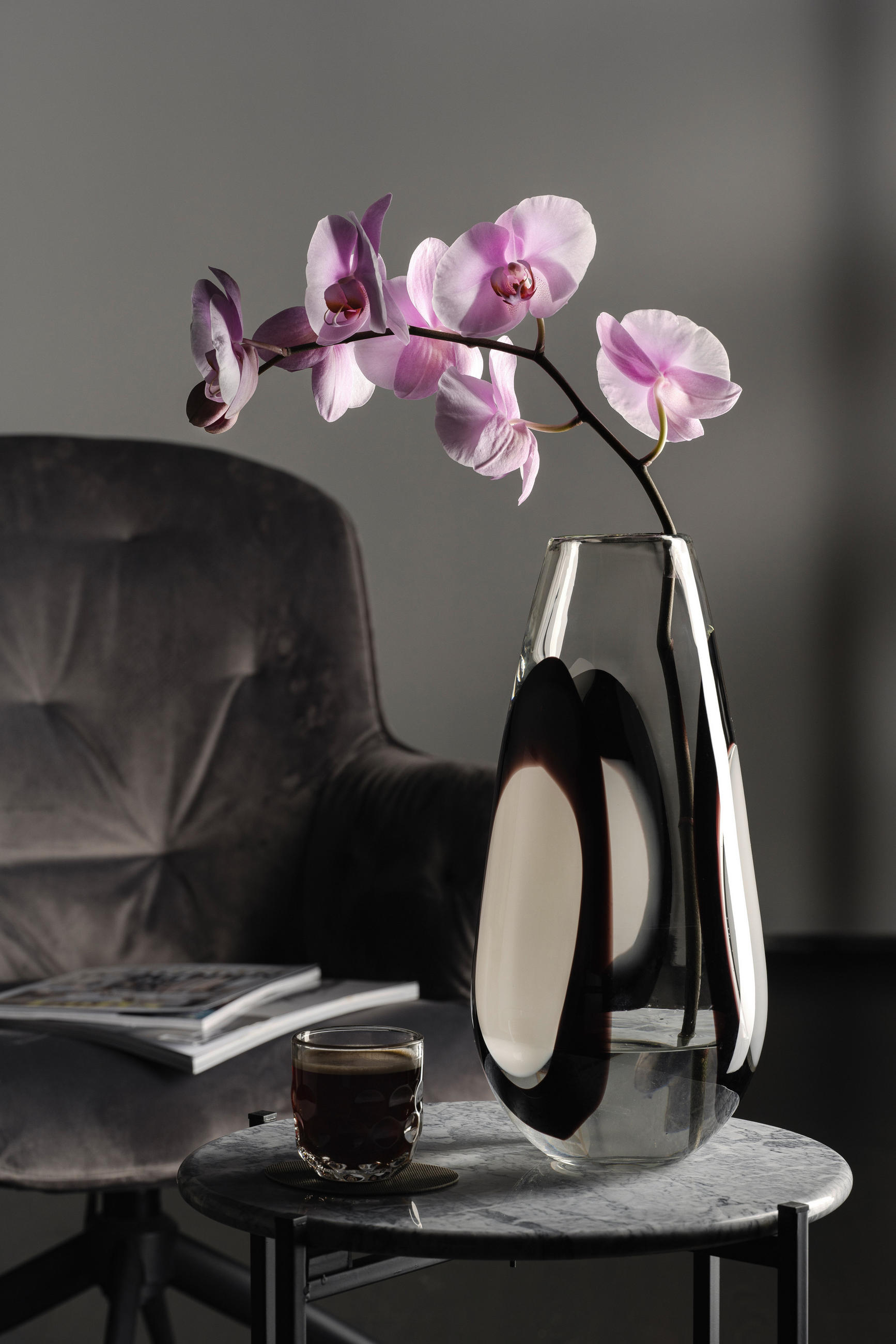 VASE OCCHI BIANCHI  - Klar/Schwarz, Design, Glas (17,5/37/17,5cm) - Leonardo