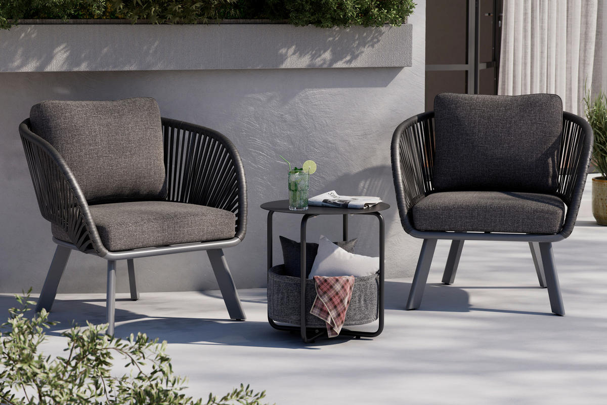 LOUNGESESSEL  - Anthrazit, Design, Textil/Metall (83/77/82cm) - Ambia Garden