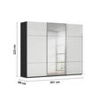 SCHWEBETÜRENSCHRANK 301/223/68 cm 3-türig Schwarz, Weiß  - Chromfarben/Schwarz, KONVENTIONELL, Glas/Holzwerkstoff (301/223/68cm) - Novel
