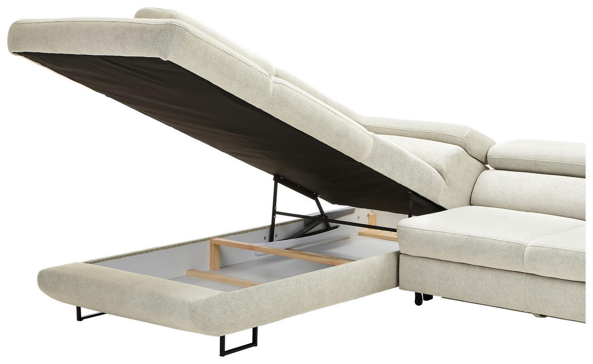 ECKSOFA in Webstoff Beige  - Beige/Schwarz, Design, Textil/Metall (235/280cm) - Hom`in