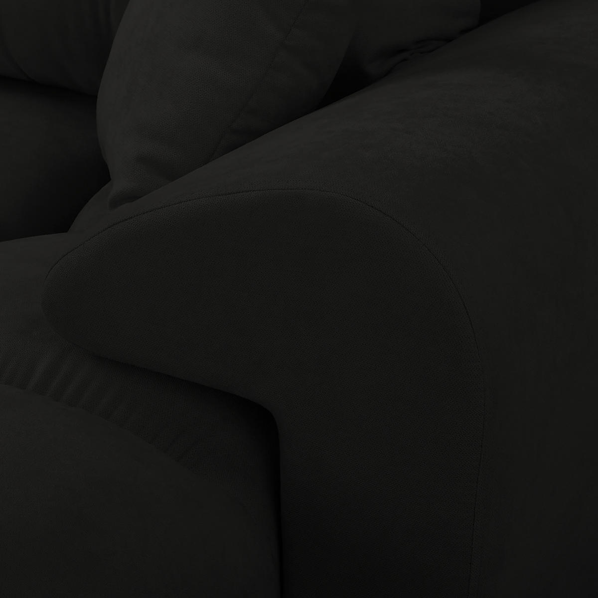 ECKSOFA in Mikrofaser Schwarz  - Silberfarben/Schwarz, Design, Textil/Metall (256/175cm) - Livetastic