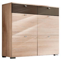 SCHUHSCHRANK Braun, Eichefarben  - Eichefarben/Silberfarben, Design, Holzwerkstoff/Kunststoff (118/100/34cm) - Moderano
