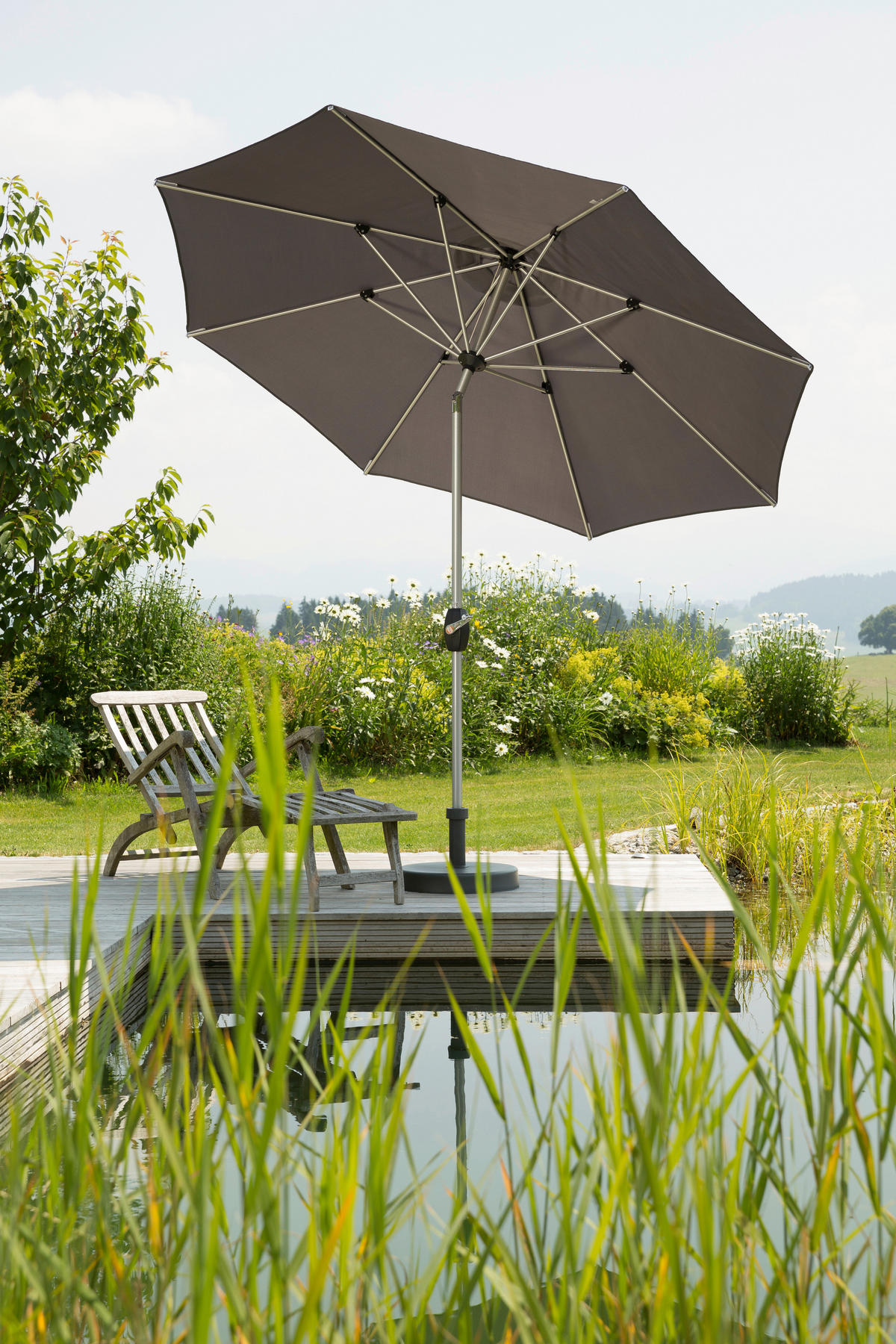 SONNENSCHIRM   - Anthrazit/Silberfarben, Basics, Textil/Metall (270/250/270cm) - Schneider