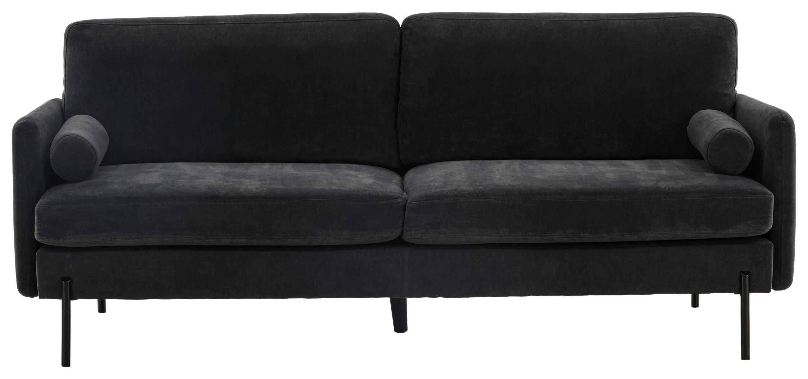 2-SITZER-SOFA in Velours Schwarz  - Schwarz, Design, Textil/Metall (209.5/86/87cm) - Livetastic