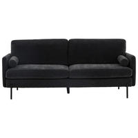 2-SITZER-SOFA Velours Schwarz  - Schwarz, Design, Textil/Metall (209.5/86/87cm) - Livetastic