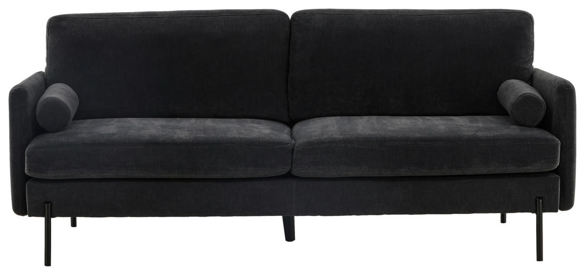 2-SITZER-SOFA Velours Schwarz  - Schwarz, Design, Textil/Metall (209.5/86/87cm) - Livetastic