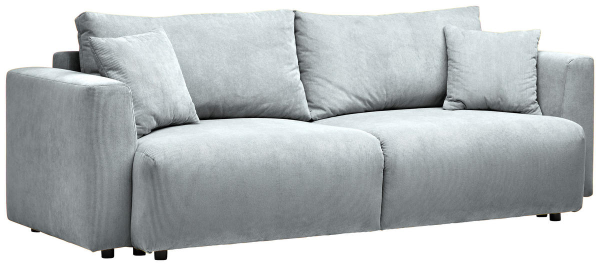 SCHLAFSOFA  mit Stoffauswahl, Schlafen auf Sitzhöhe, Rücken echt Cord Grau  - Schwarz/Grau, Design, Kunststoff/Textil (250/92/105cm) - Carryhome