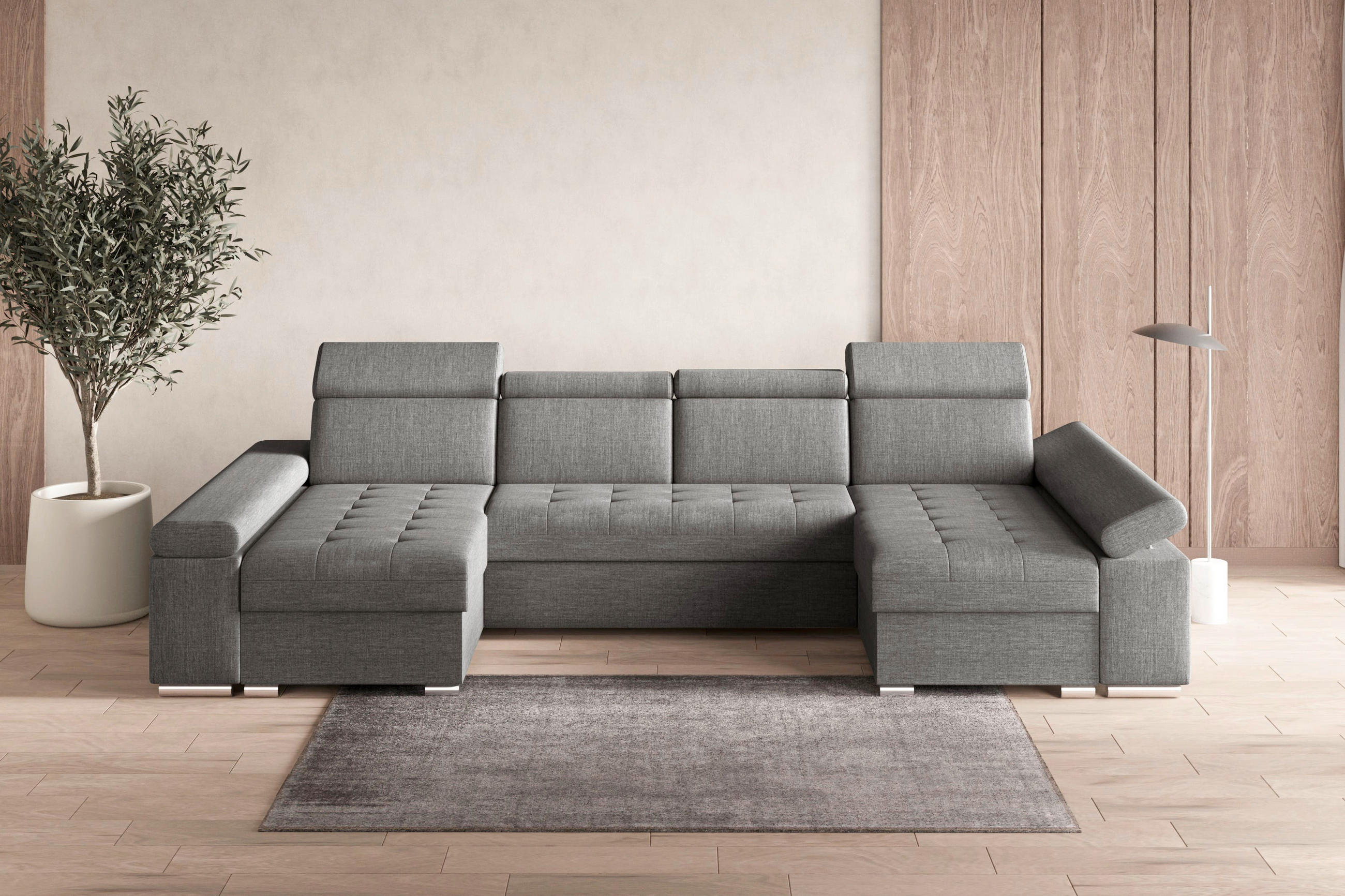 WOHNLANDSCHAFT TORONTO U Grau Webstoff  - Silberfarben/Grau, Design, Textil (168/330/168cm) - MID.YOU