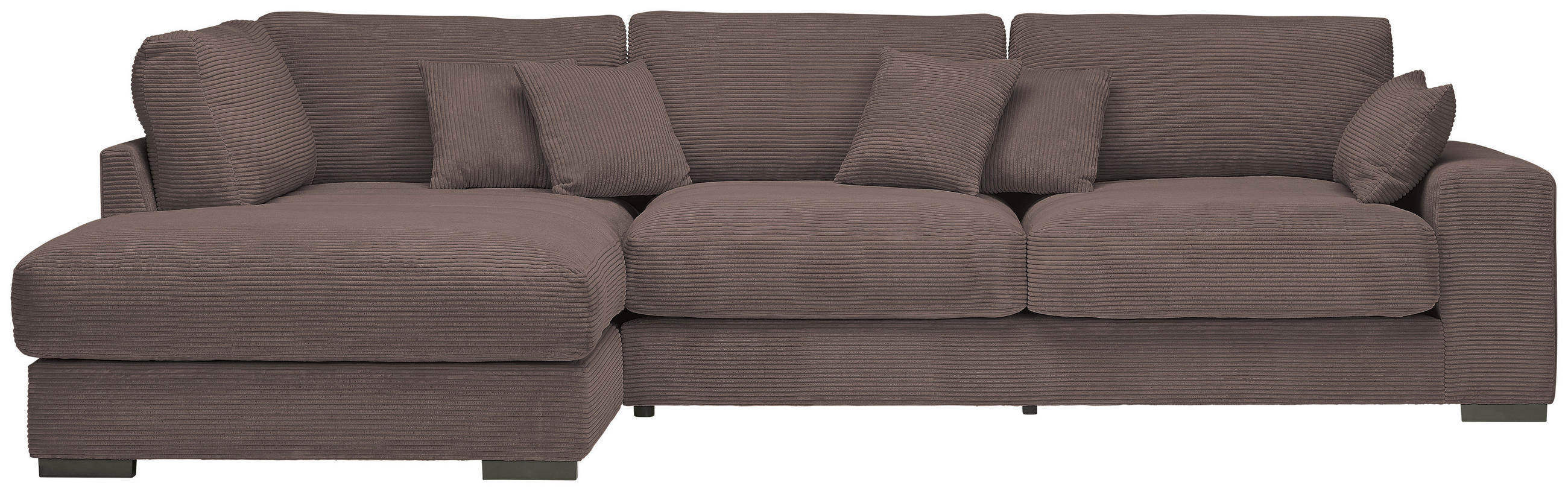 ECKSOFA in Cord Mokka  - Schwarz/Mokka, Design, Kunststoff/Textil (205/340cm) - Lomoco
